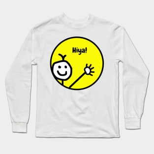 Cute Waving Funny Cartoon Smiling Face Hiya Long Sleeve T-Shirt